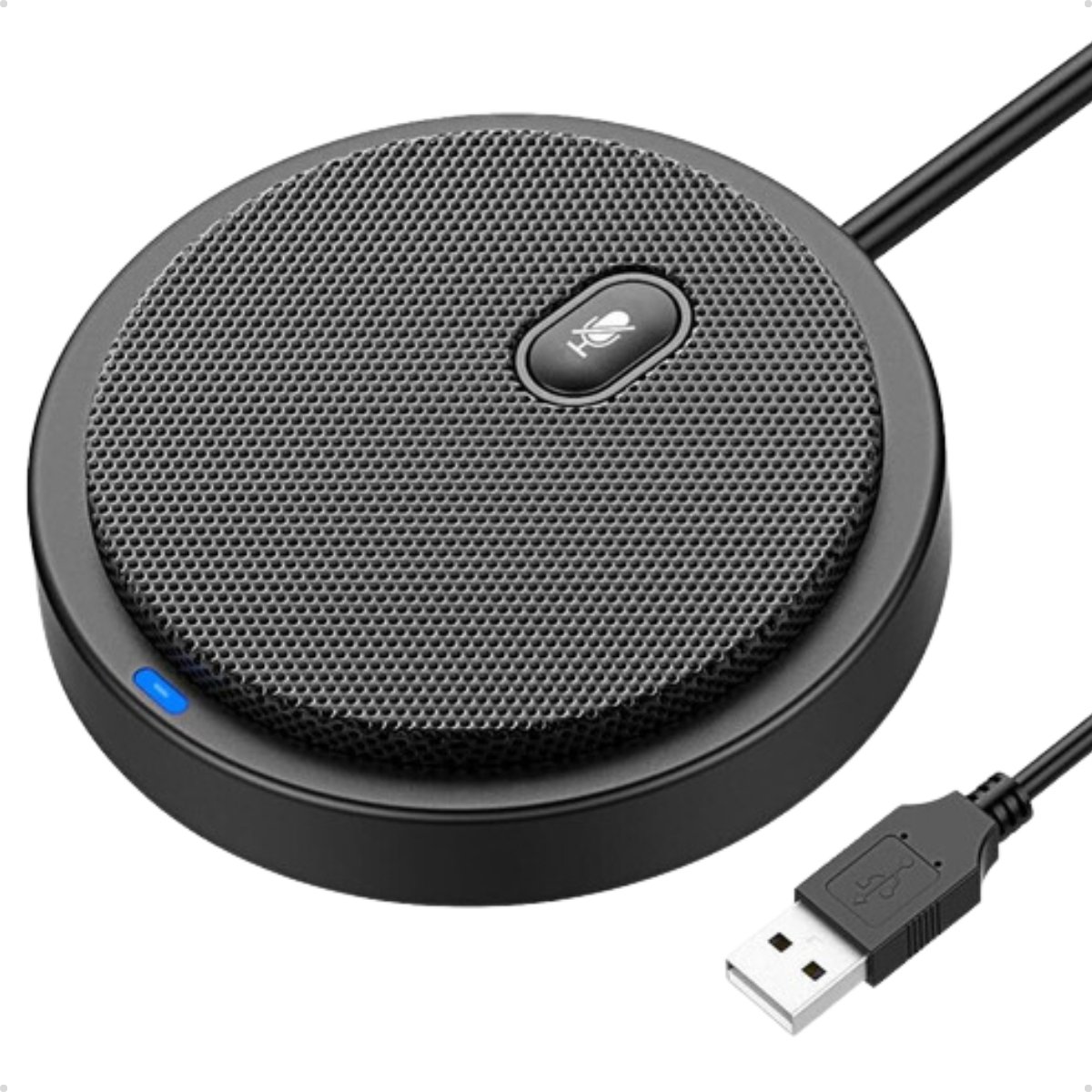 Microfone de Mesa Condensador Omnidirecional USB com Botão Mudo – Ideal para Home Office