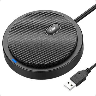 Microfone de Mesa Condensador Omnidirecional USB com Botão Mudo – Ideal para Home Office