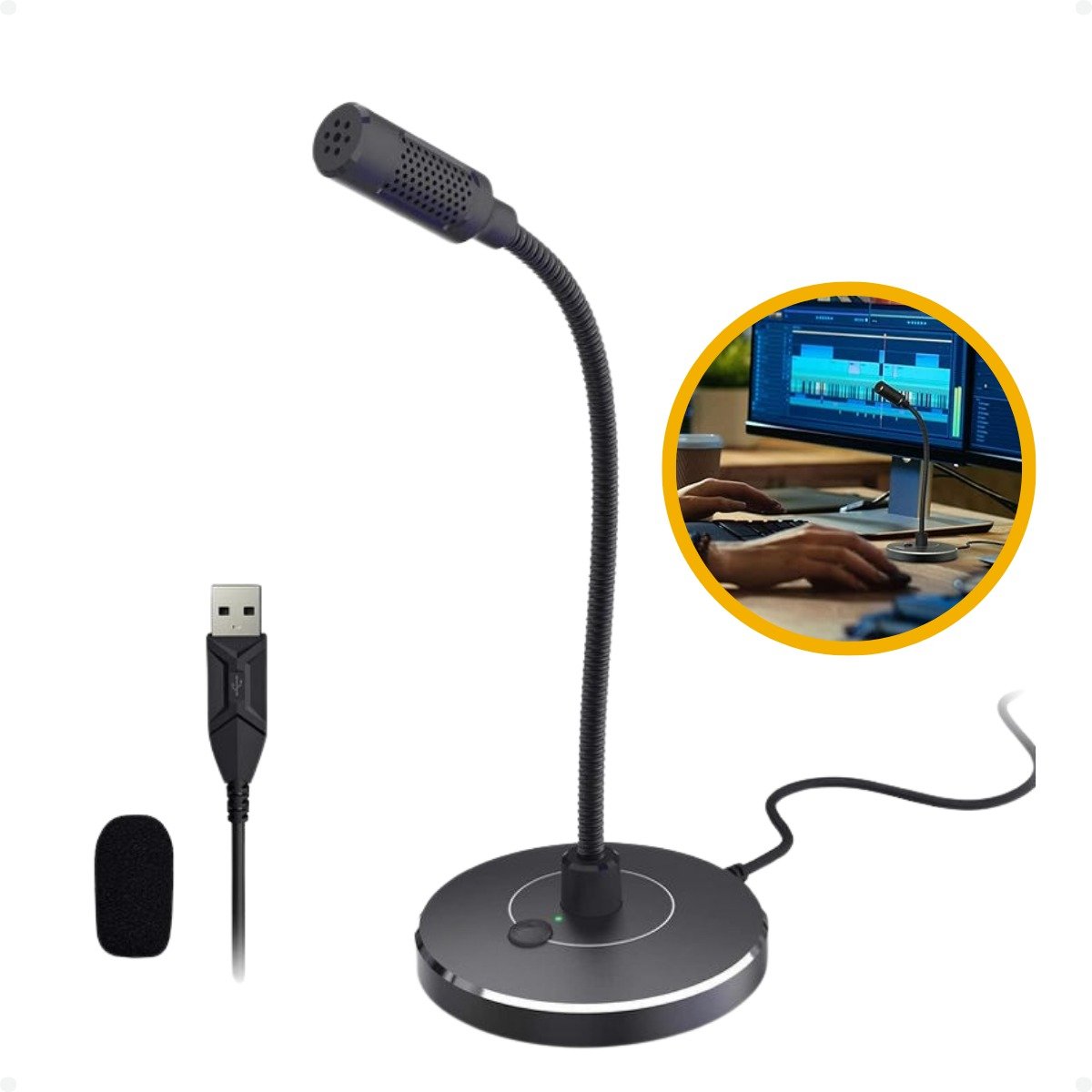 Microfone de Mesa CMTECK G009 USB com Cancelamento de Ruído – Preto