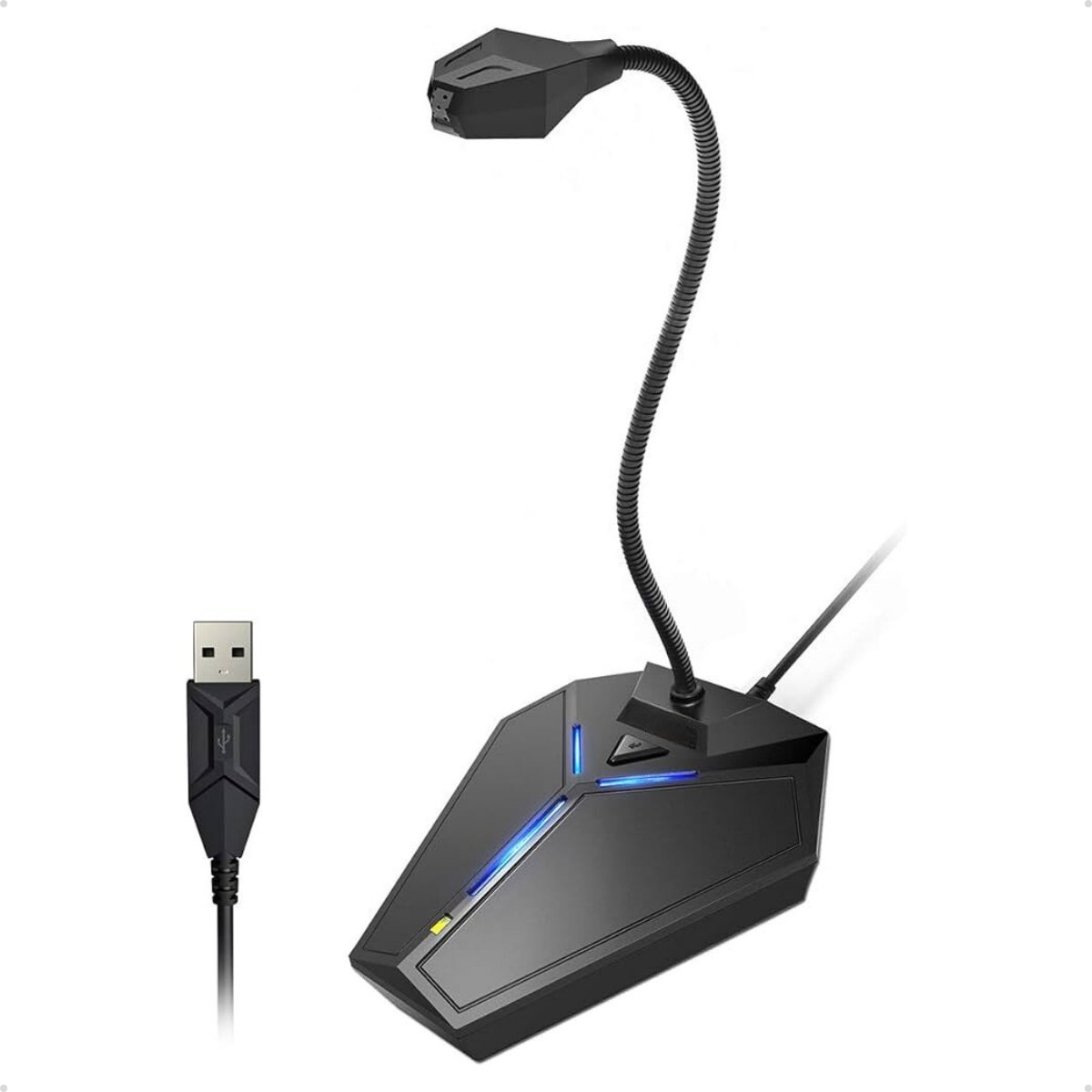 Microfone USB Condensador Omnidirecional com Mudo e LED – Ideal para Streaming, Reuniões e Gravações