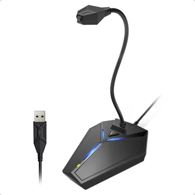 Microfone USB Condensador Omnidirecional com Mudo e LED – Ideal para Streaming, Reuniões e Gravações
