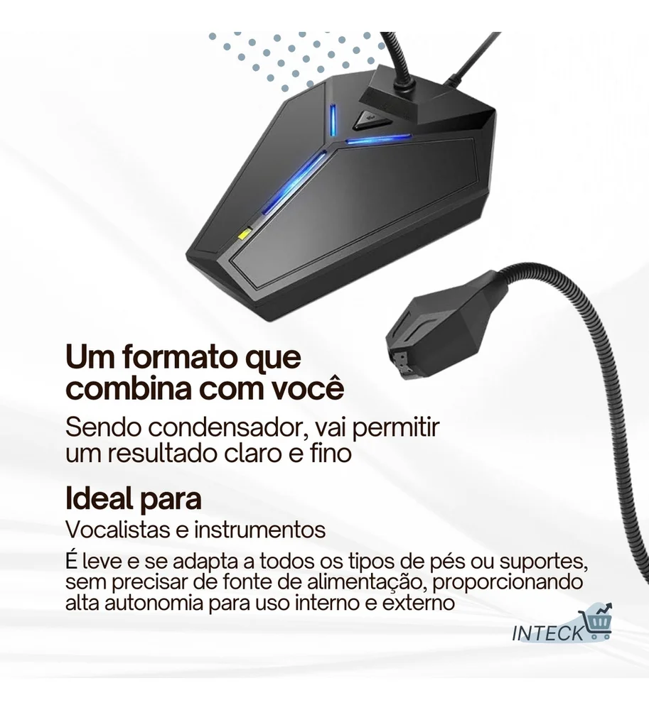 Imagem 5 de 5 do produto Microfone USB Condensador Omnidirecional com Mudo e LED – Ideal para Streaming, Reuniões e Gravações