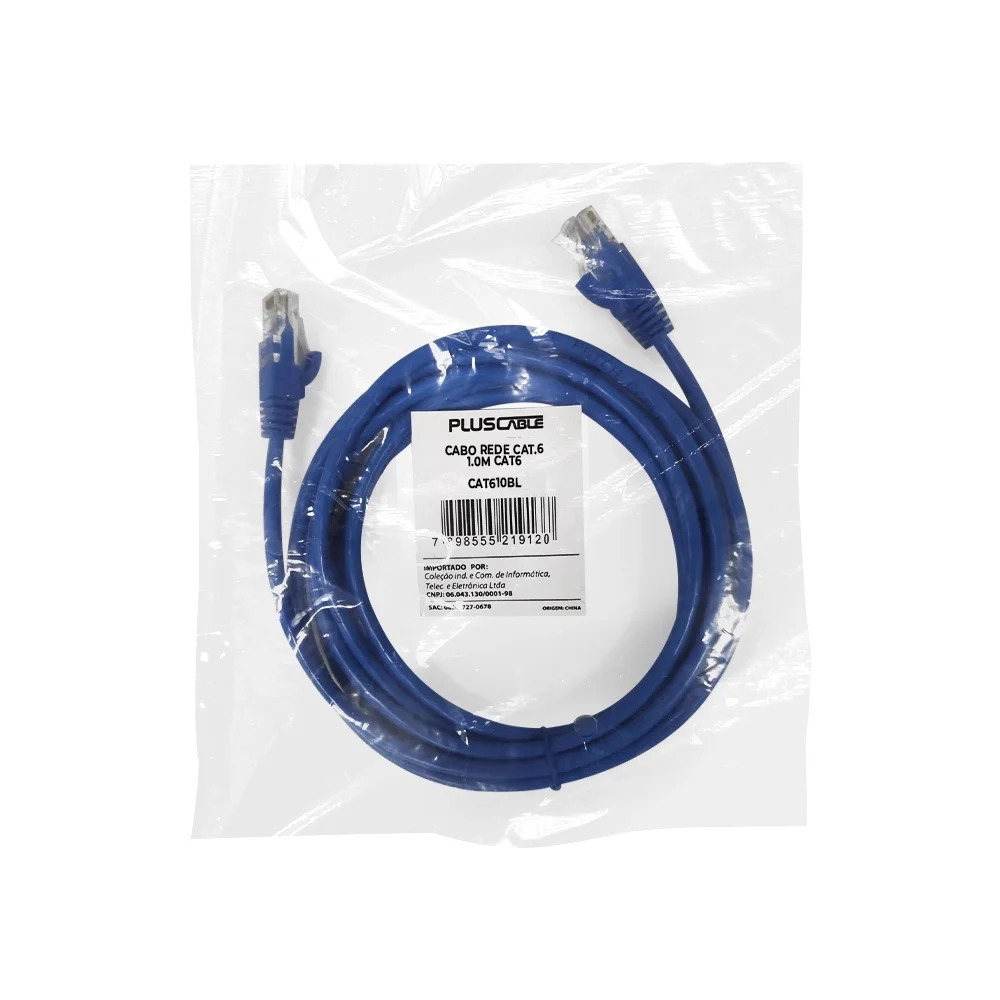Imagem 4 de 5 do produto Cabo De Rede Cat6 1m Patch Cord Pluscable - Cat610bl