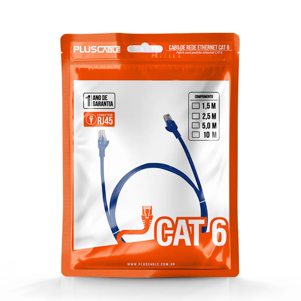 Imagem 5 de 5 do produto Cabo De Rede Cat6 1m Patch Cord Pluscable - Cat610bl