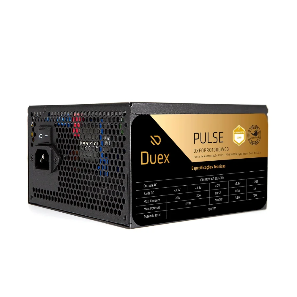 Fonte De Alimentação Duex Multi Pro 1000w Cybenetics Gold Pfc Ativo Full Modular - Dxfopro1000wg3