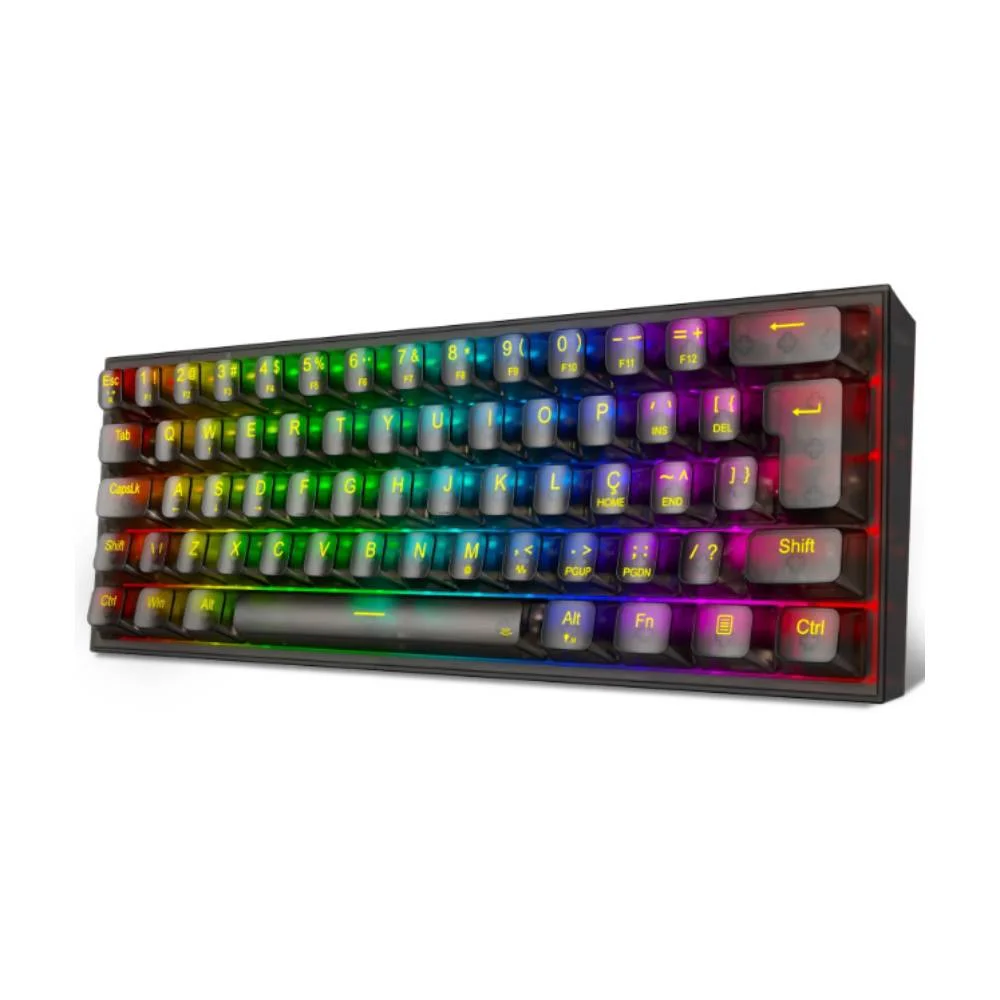 Imagem 2 de 5 do produto Teclado Mecânico Gamer Redragon Fizz RGB Clear Switch Crystal Usb Preto