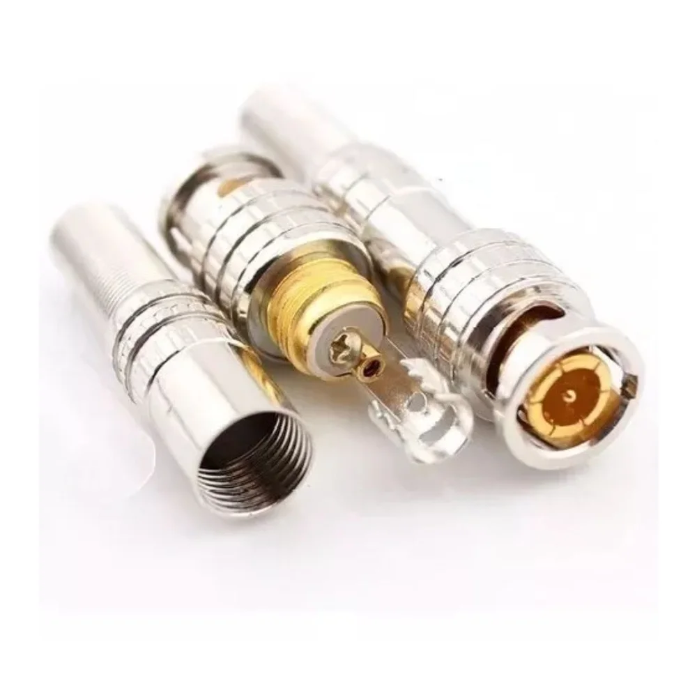 Imagem 2 de 5 do produto Kit Com 10 Conector Bnc Metal 4mm C/ Mola E Parafuso