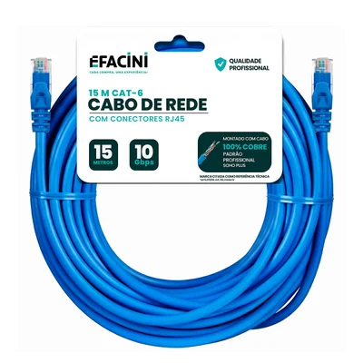Cabo De Rede Efacini Cat6 Ef-Connect 100% Cobre, Anatel - 15 Metros