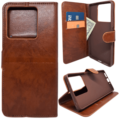 Capa Carteira Compatível Com Xiaomi Poco C65 (tela De 6.74) Capinha Case Cor:marrom