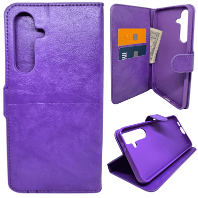 Capa Carteira Para Samsung S24 Fe (tela De 6.7) Capinha Case Cor:roxo
