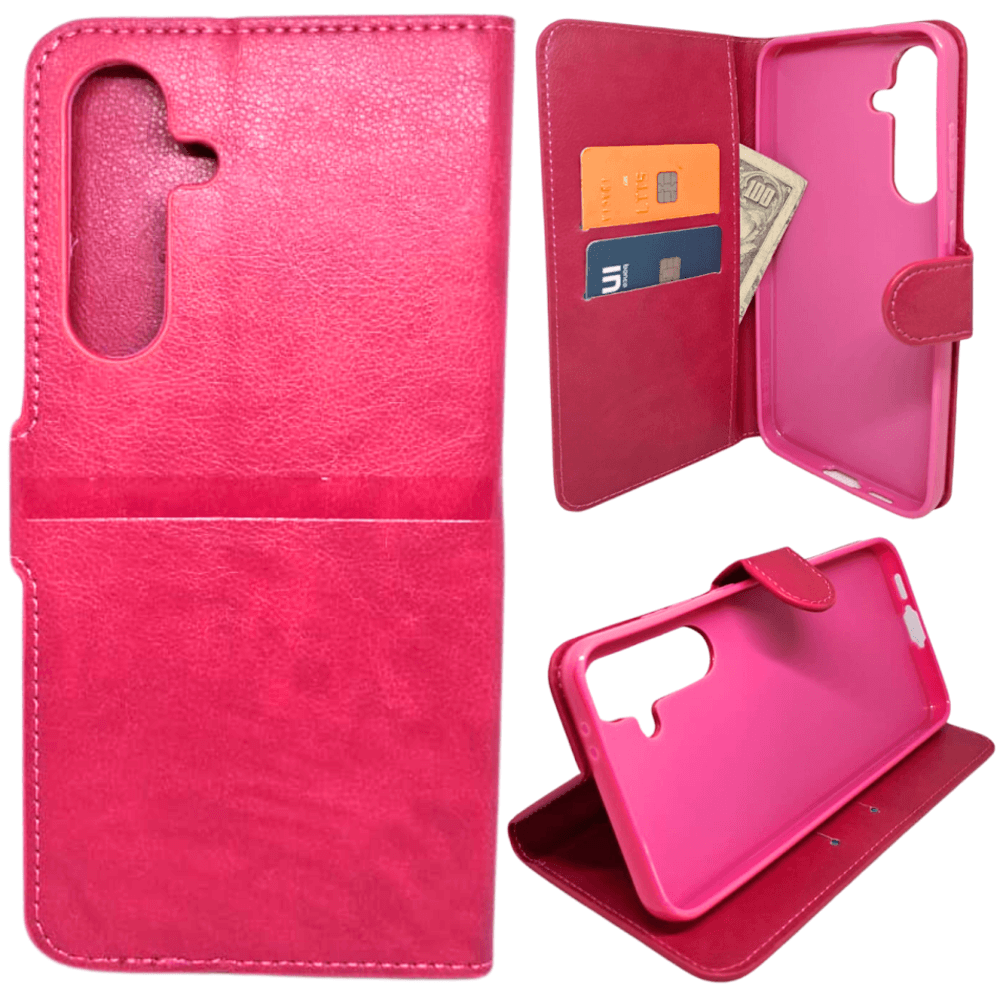 Imagem 1 de 1 do produto Capa Carteira Para Samsung S24 Fe (tela De 6.7) Capinha Case Cor:rosa