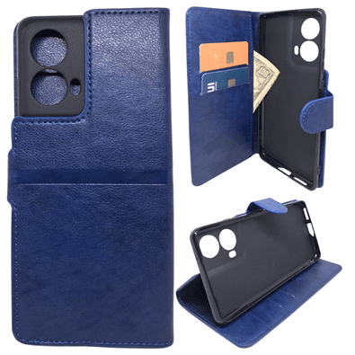 Capa Carteira Para Motorola G85 (tela De 6.67) Capinha Case Cor:azul Marinho
