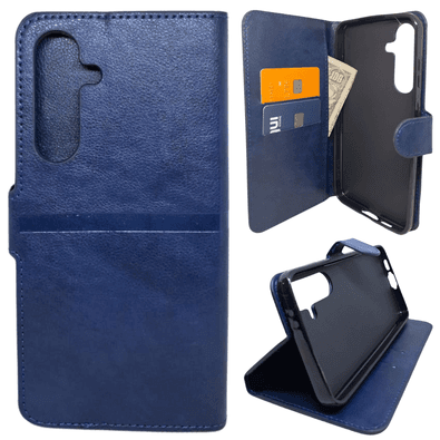 Capa Carteira Para Samsung S24 Fe (tela De 6.7) Capinha Case Cor:azul Marinho