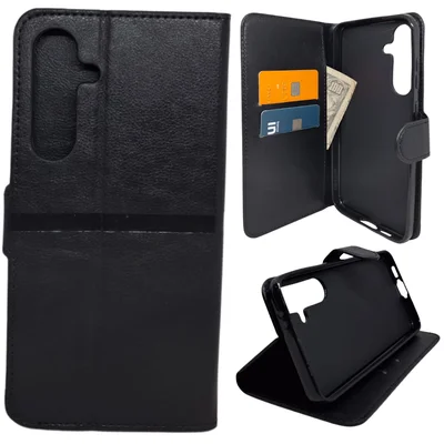Capa Carteira Para Samsung S24 Fe (tela De 6.7) Capinha Case Cor:preto.