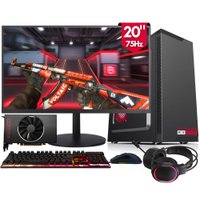 PC Gamer Completo 2eletro Win - Intel Core I5, 16gb Ram, Amd Radeon Rx 550 2gb, SSD 480GB, Monitor 20" 75hz, Fonte 500w, Gabinete Preto Com 2 LED Fans - Pg2e-LED0114wi