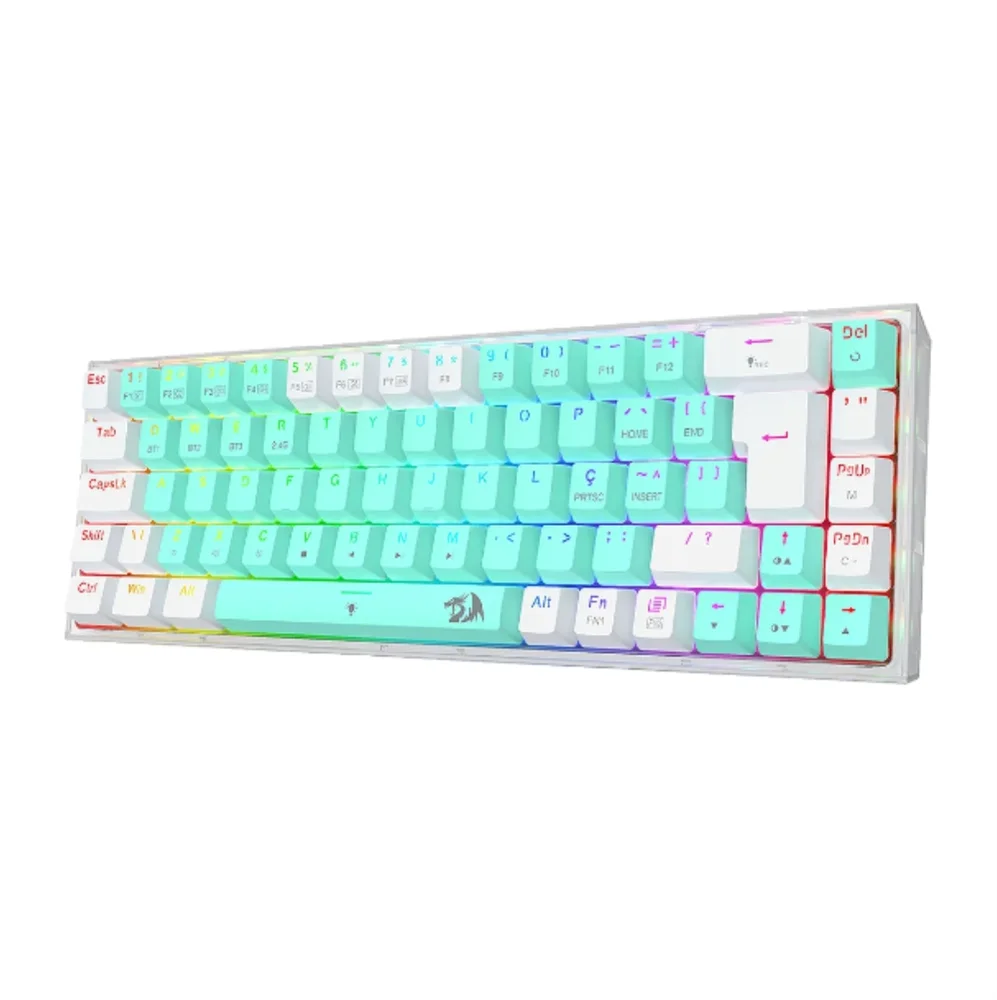 Imagem 4 de 5 do produto Teclado Mec Redragon Castor Pro, RGB, Wireless, Switch Gentle Mine, Cyan/white/transparent-k631RGB-pro-gw(pt-gentlelime)