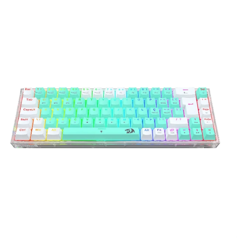 Imagem 5 de 5 do produto Teclado Mec Redragon Castor Pro, RGB, Wireless, Switch Gentle Mine, Cyan/white/transparent-k631RGB-pro-gw(pt-gentlelime)