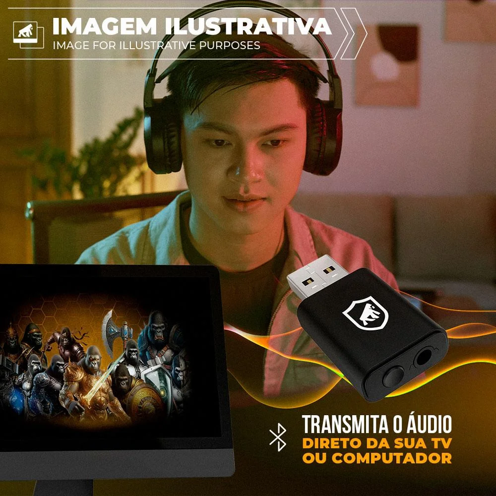 Imagem 4 de 5 do produto Adaptador Receptor De Áudio Bluetooth P2 - T10 - Gshield