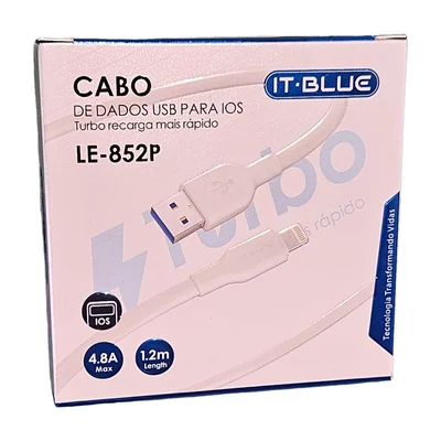 Cabo De Carga E Dados Usb  Ios 1.2m 4.8a It-blue Le-852p Cor:branco