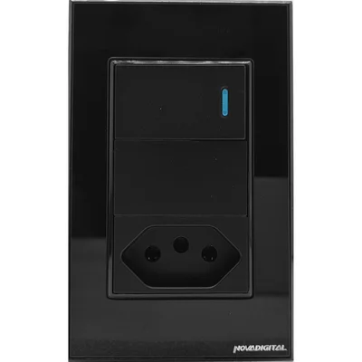 Interruptor Tecla Fisica Zigbee Com Tomada Integrada Controle Via Google Assistente Novadigital