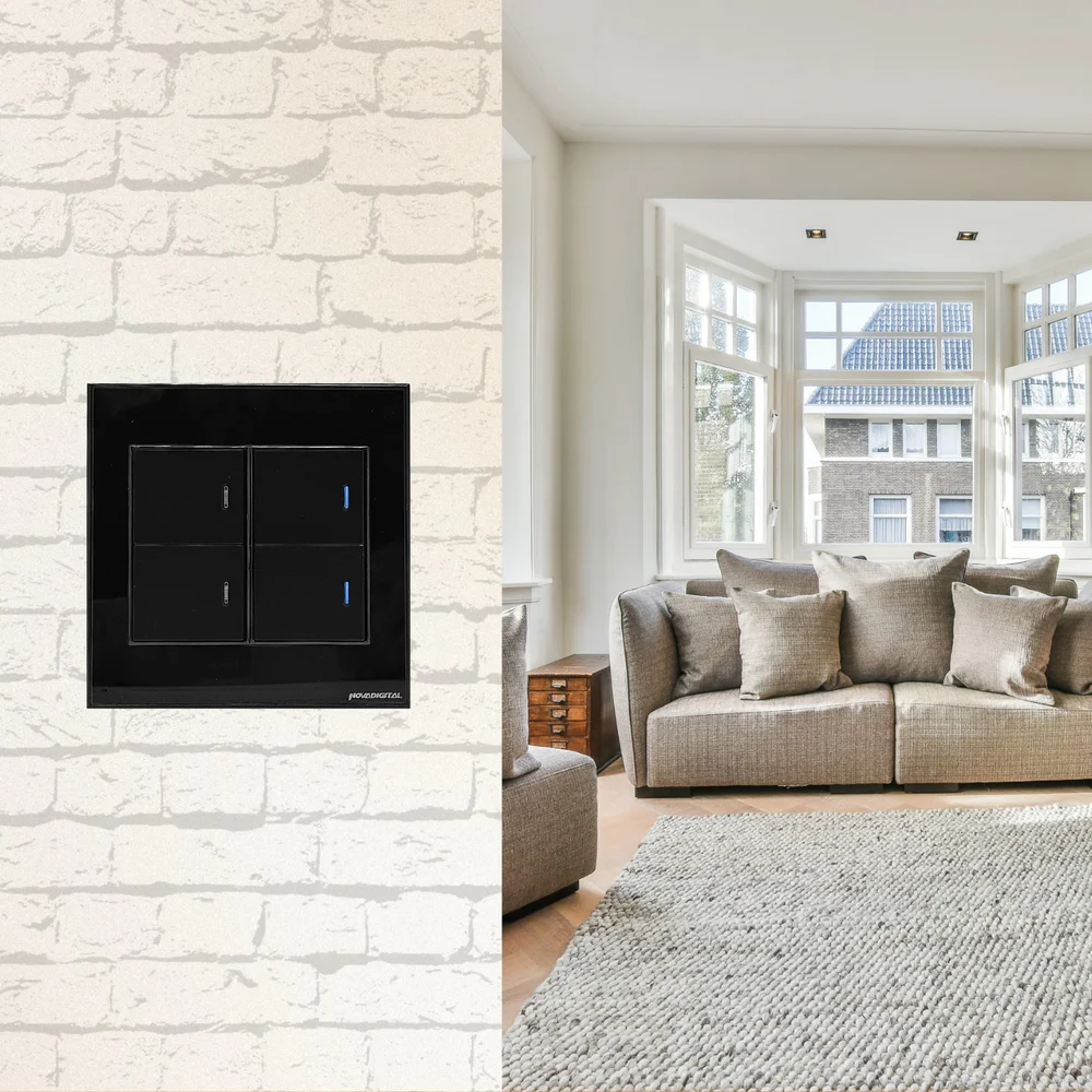 Imagem 3 de 5 do produto Interruptor Inteligente Zigbee 4x4 4 Teclas Físicas Novadigital Automação Tuya Smart Life Compatível Alexa e Google Home