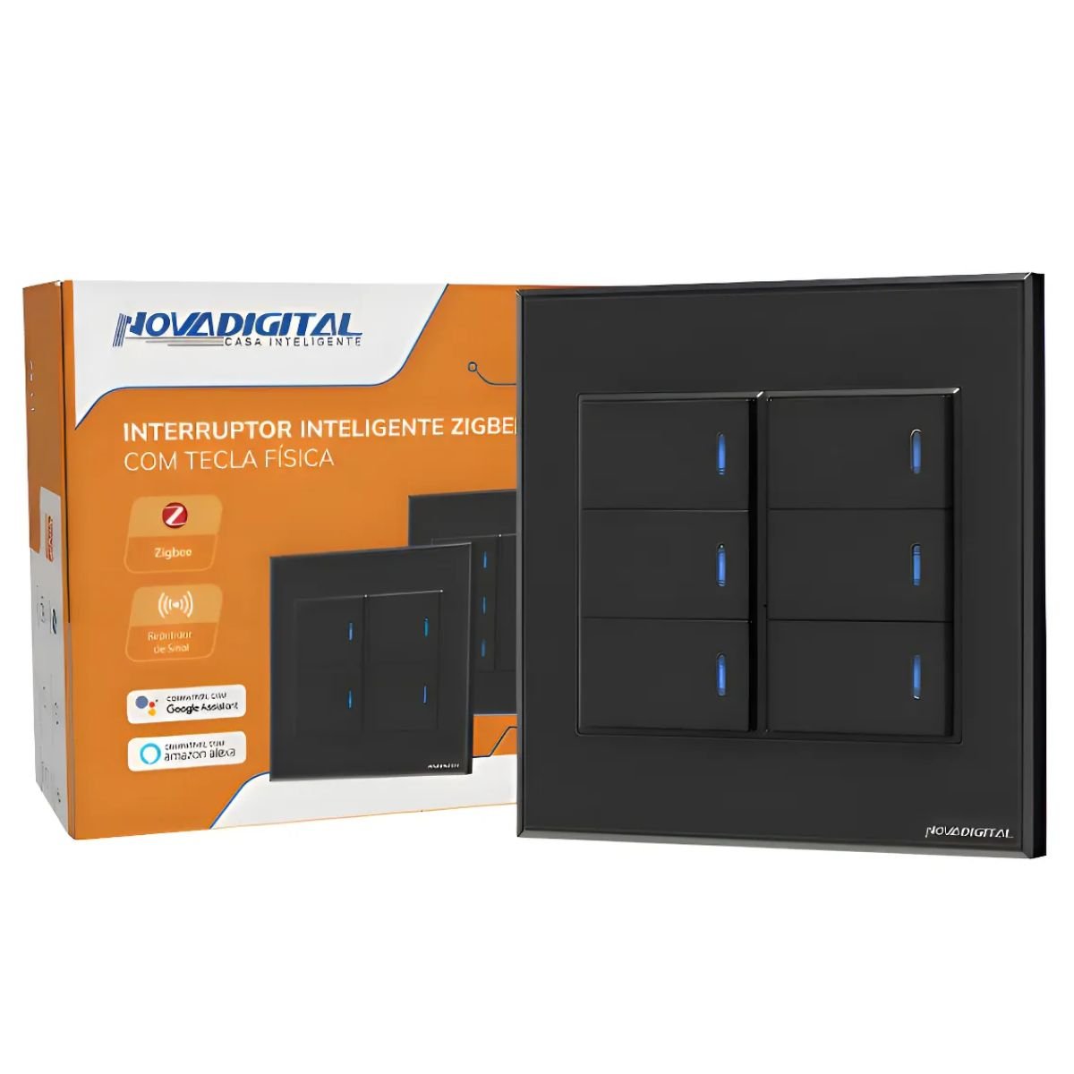 Interruptor Inteligente Zigbee Novadigital 6 Teclas Físicas Click 4x4 Tuya Smart Life Alexa Google 110V 220V Bivolt