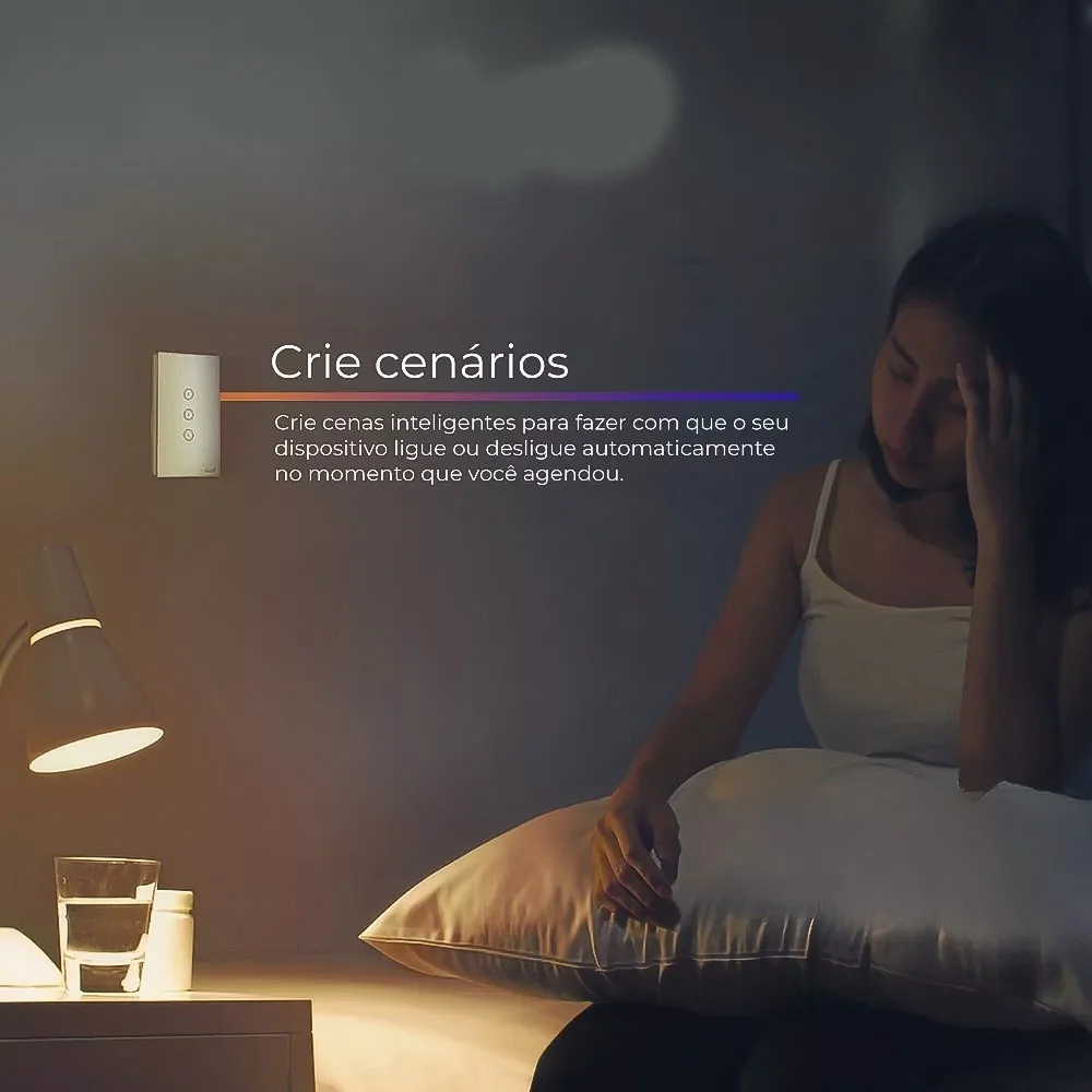 Imagem 3 de 5 do produto Interruptor Inteligente Touch Wifi 3-botoes Compativel Com Alexa E Google Assist - Preto