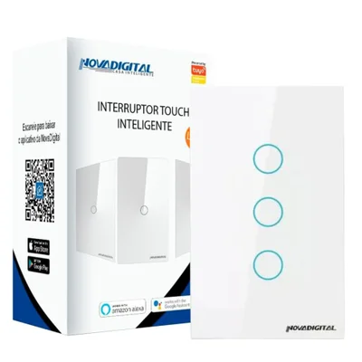 Interruptor Smart Wifi Inteligente 3 botões Touch NovaDigital LITE-WS3