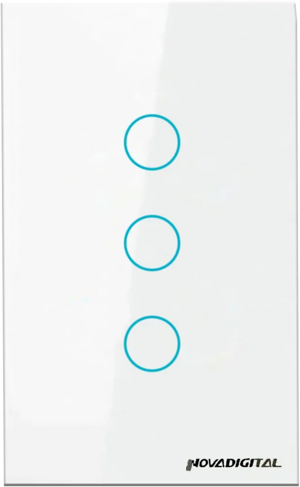 Imagem 2 de 5 do produto Interruptor Inteligente Lite 3 Botões Touch Wi-fi Branco Novadigital Lite-ws3-w