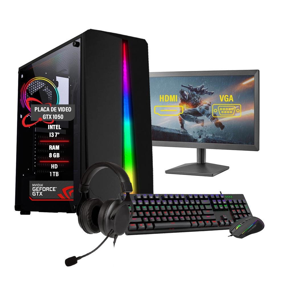 PC Gamer Completo I3 7° Ram 8GB Gtx1050 Hd 1TB SSD 120GB