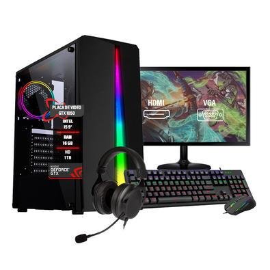 PC Gamer Completo I5 9º Gtx1050 Ram16gb Hd 1TB SSD 480GB 24"