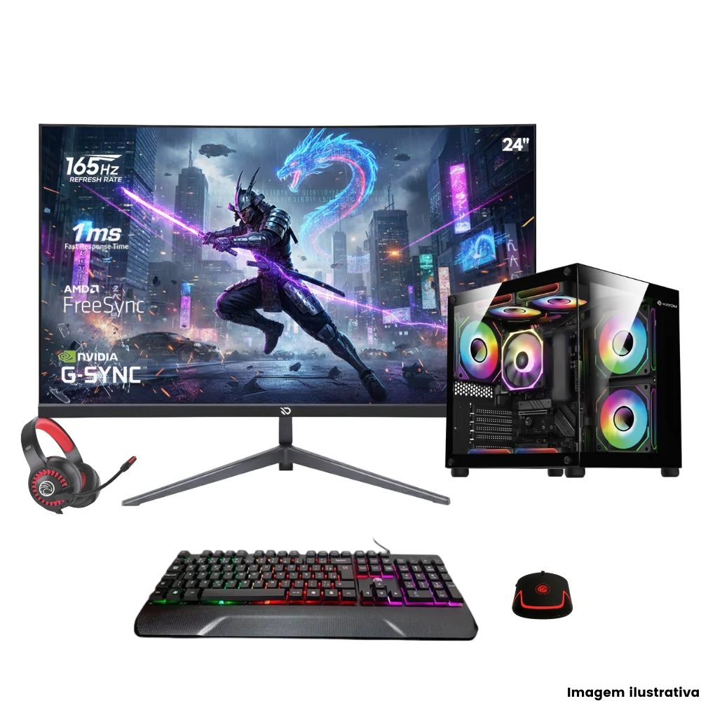 PC Gamer i9 11ª RTX 5060 32gb Ddr4  1TB SSD Monitor 24 Curvo 165hz Com Wifi