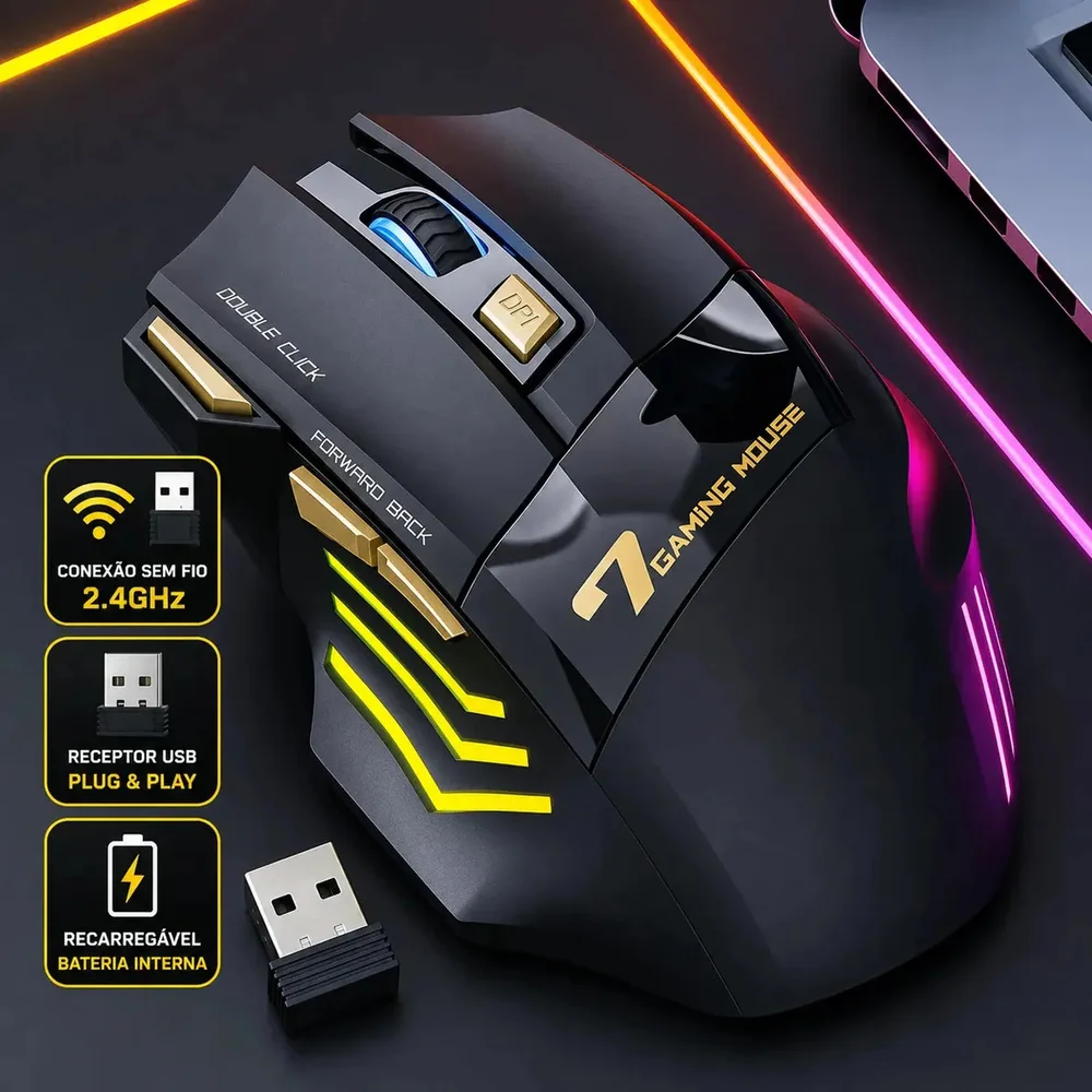 Imagem 4 de 5 do produto Mouse Gamer Sem Fio Recarregável 3200 Dpi
