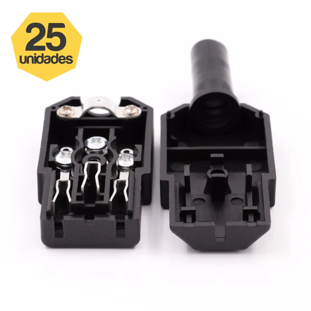 Imagem 2 de 4 do produto Kit 25 Plug Ac Tripolar C13 10a Fêmea