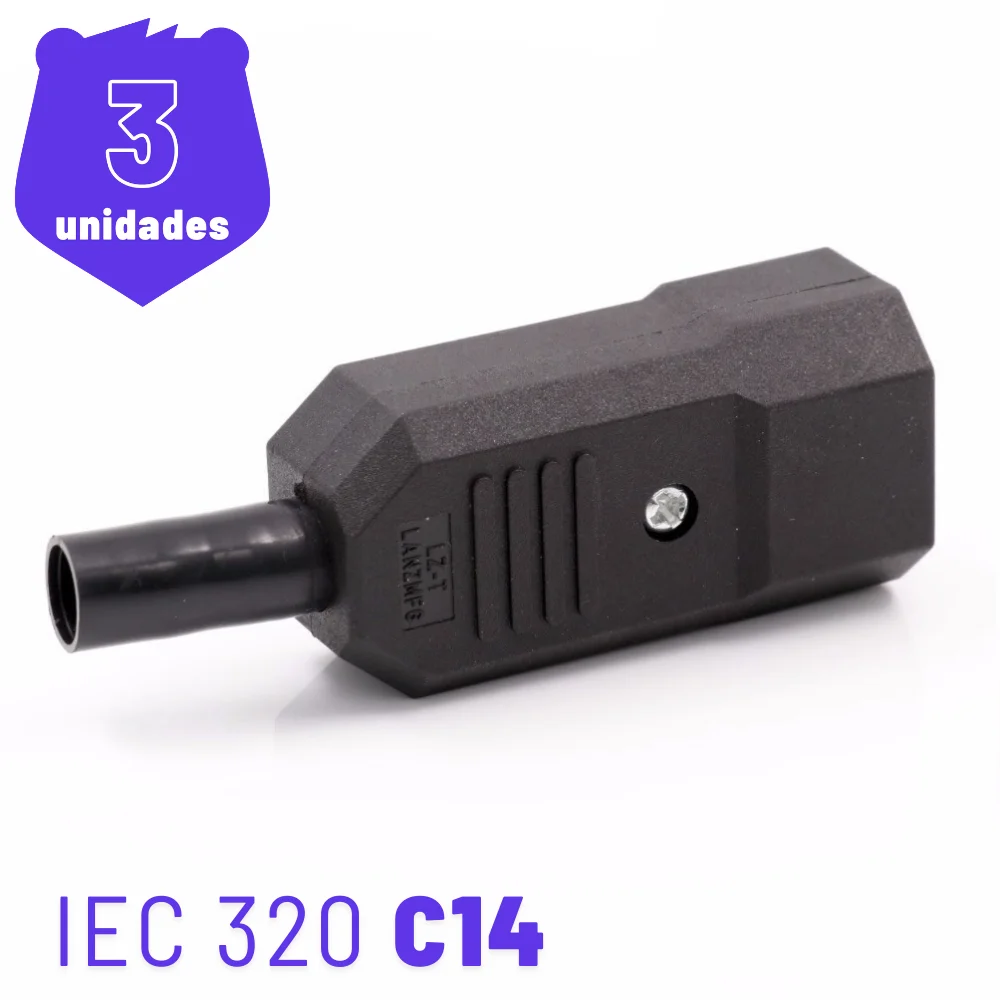 Imagem 4 de 4 do produto Kit 3 Plug Ac Tripolar C14 10a Macho