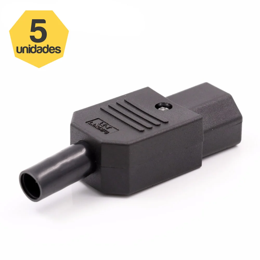 Imagem 3 de 4 do produto Kit 5 Plug Ac Tripolar C13 10a Fêmea
