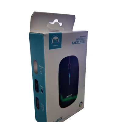 Mouse Óptico Sem Fio Com Bateria Recarregável, Luzes RGB, Cor Preta