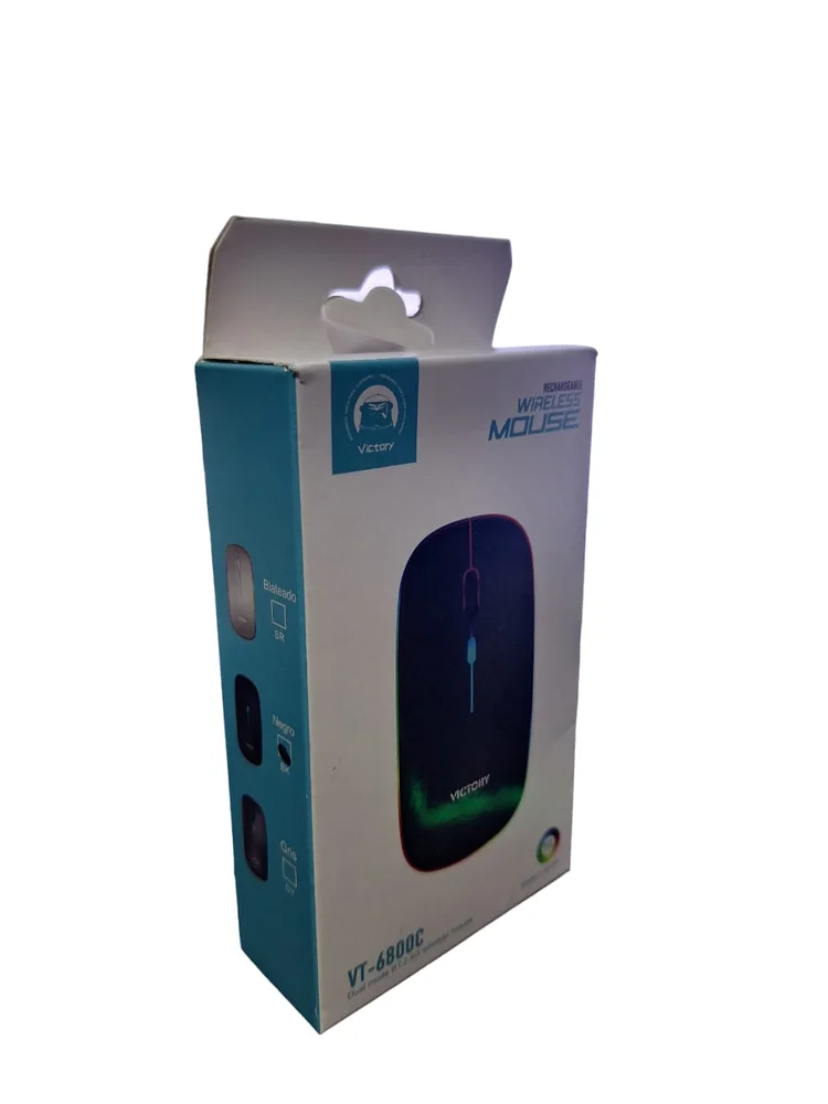 Imagem 1 de 4 do produto Mouse Óptico Sem Fio Com Bateria Recarregável, Luzes RGB, Cor Preta