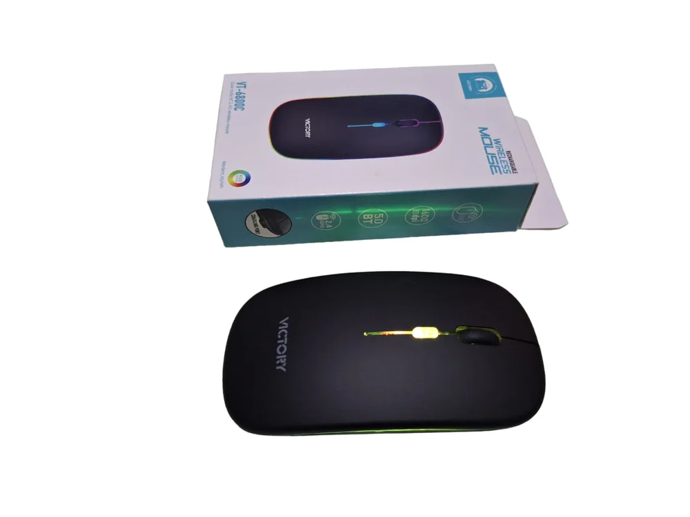 Imagem 2 de 4 do produto Mouse Óptico Sem Fio Com Bateria Recarregável, Luzes RGB, Cor Preta