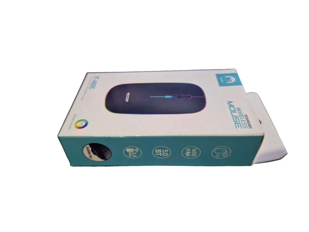 Imagem 4 de 4 do produto Mouse Óptico Sem Fio Com Bateria Recarregável, Luzes RGB, Cor Preta