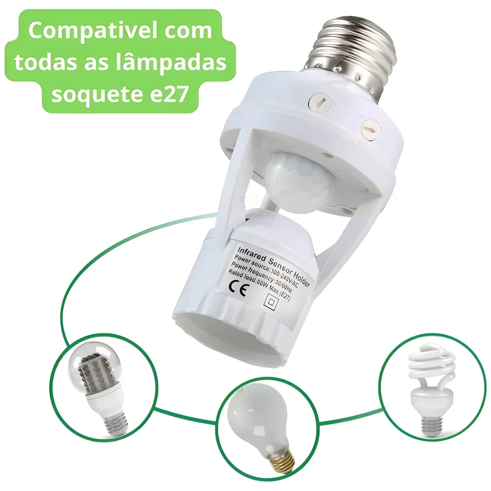 Imagem 3 de 5 do produto Sensor De Presença Com Fotocélula Para Lâmpada Soquete E27