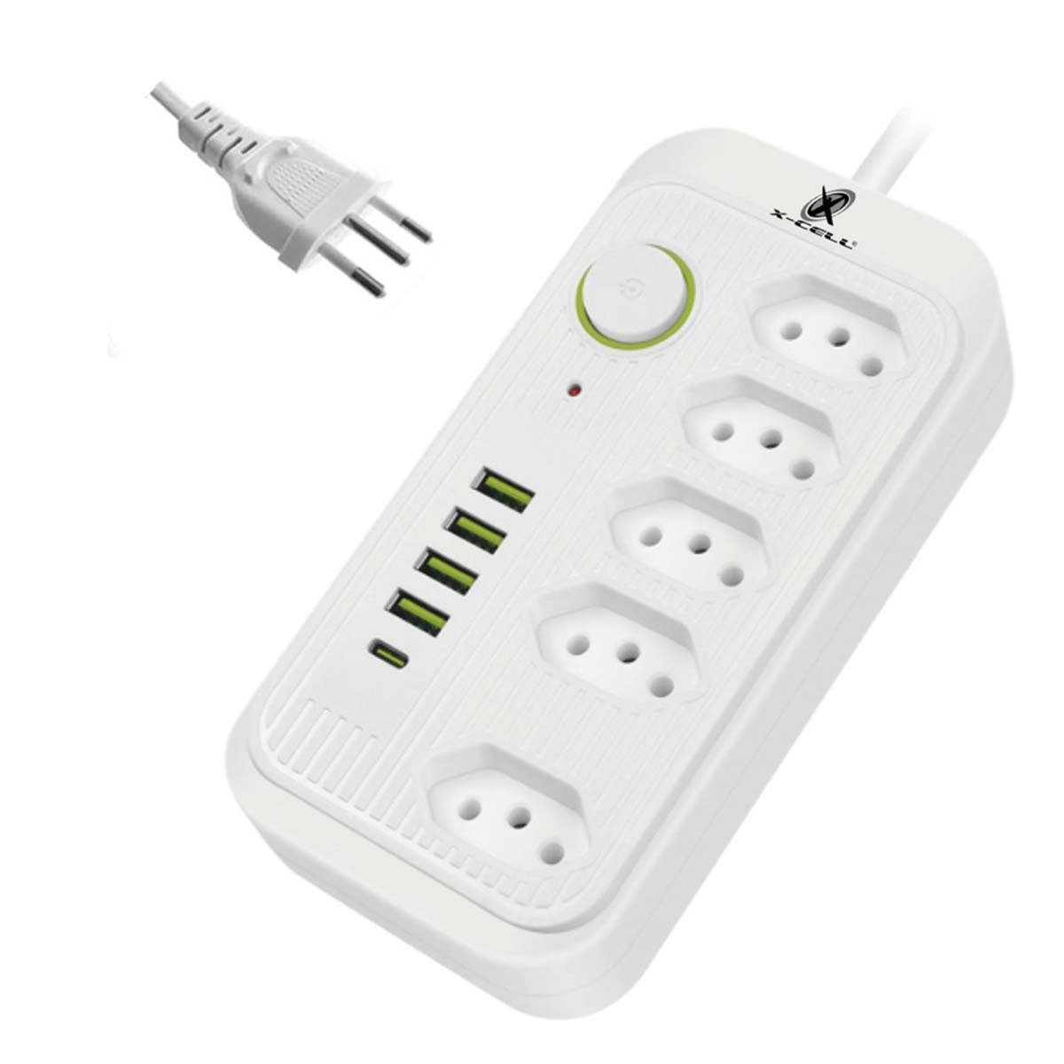 Filtro De Linha 5 Tomadas 4 Usb / Usb C Bivolt Cabo 2 Metros