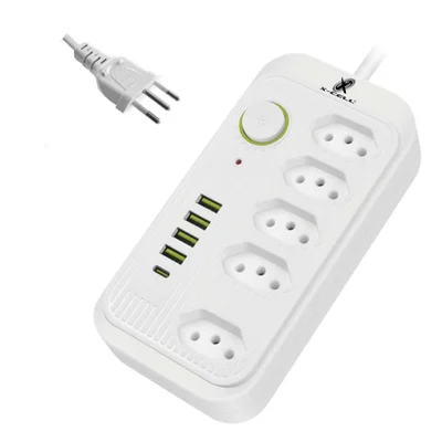 Filtro De Linha 5 Tomadas 4 Usb / Usb C Bivolt Cabo 2 Metros