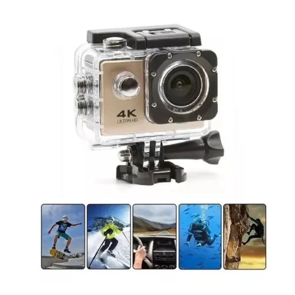 Câmera Action Pro Sport Full Hd Prova Água Wi-fi Bike Surf Cor:dourado