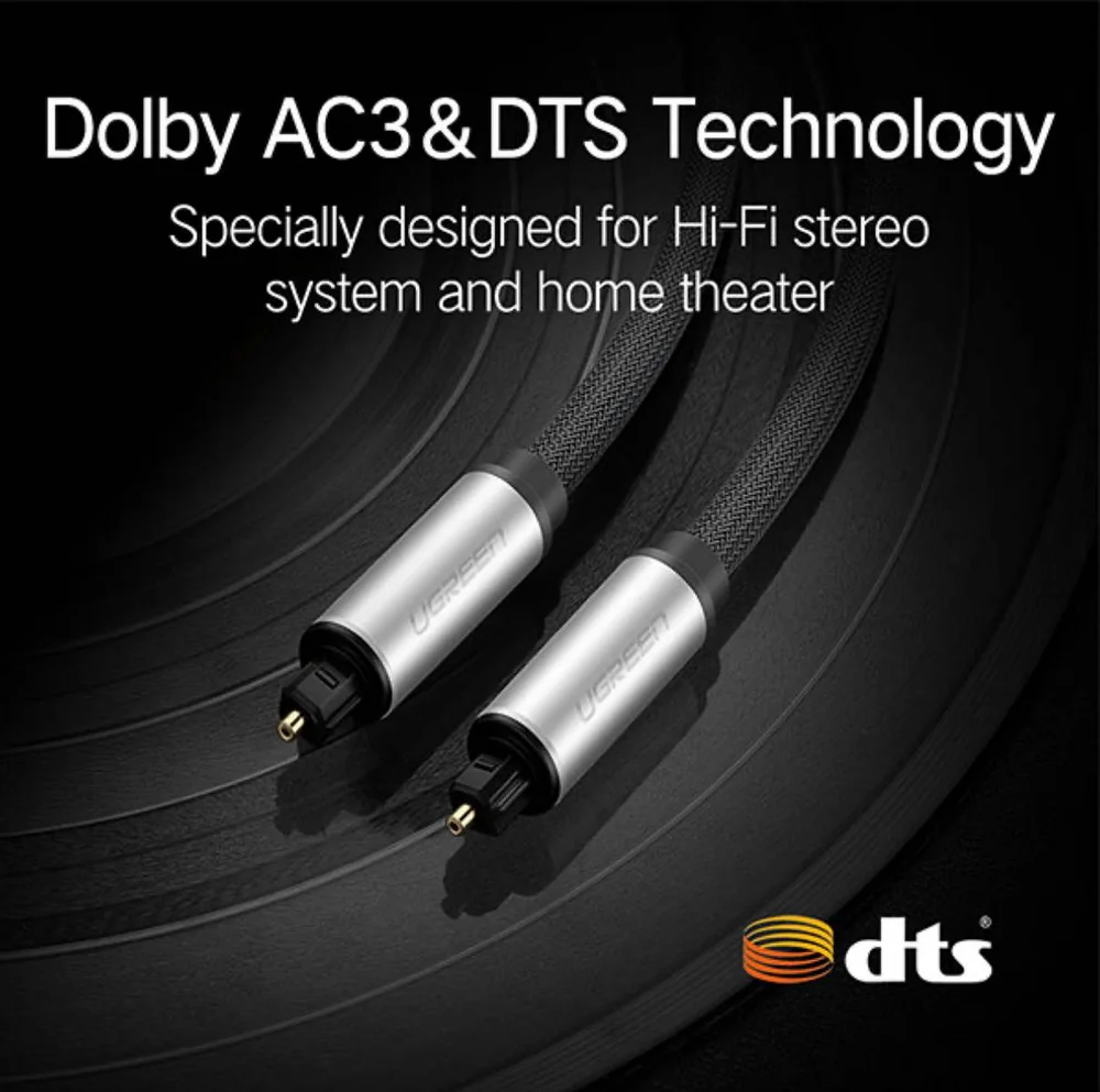 Imagem 5 de 5 do produto Cabo De Áudio Óptico Digital Ugreen Hí Fi Dts Toslink 1 Mt.