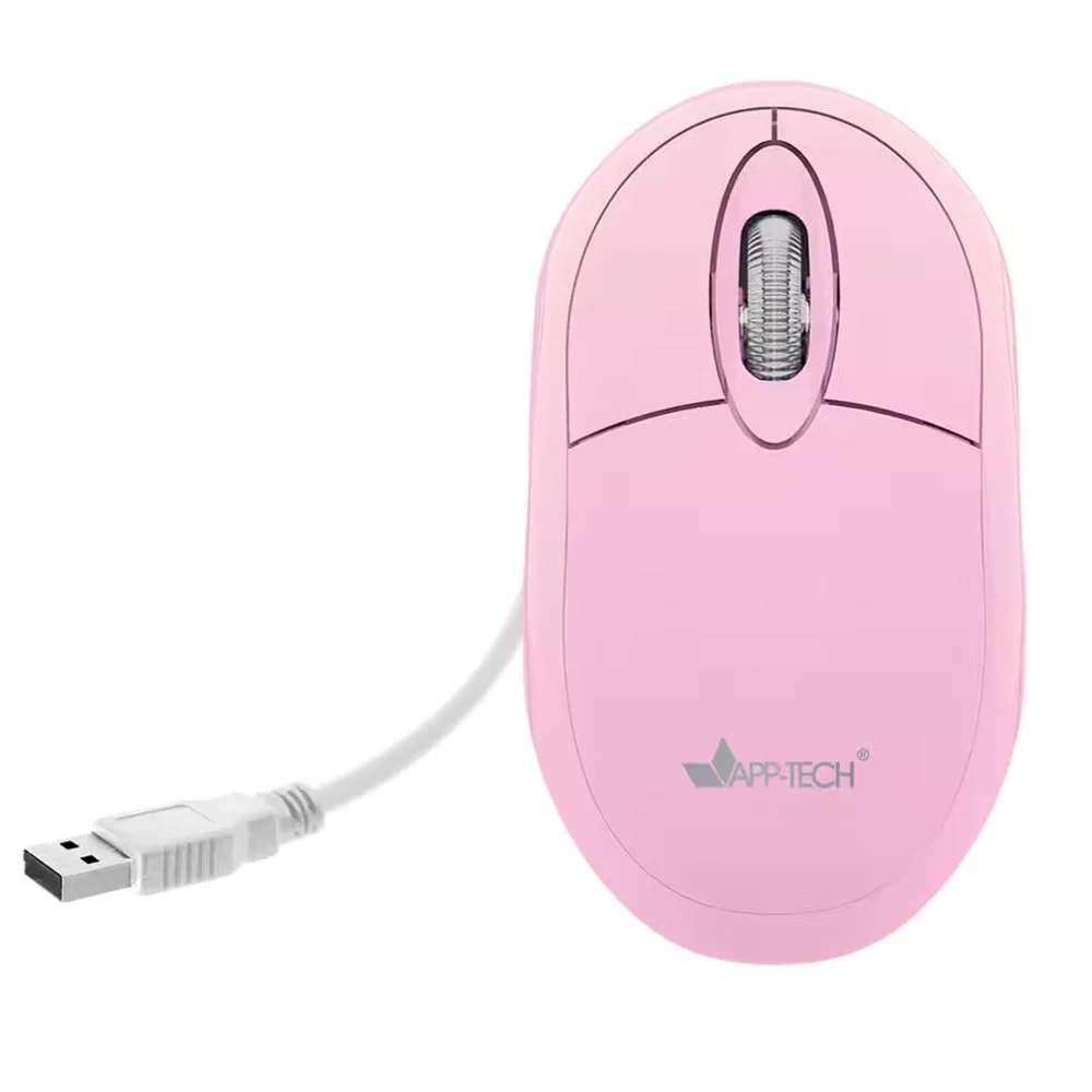 Imagem 3 de 3 do produto Mouse Óptico Usb Rosa Pastel, 1200dpi, Mf106 App-tech - Cx 1 Un