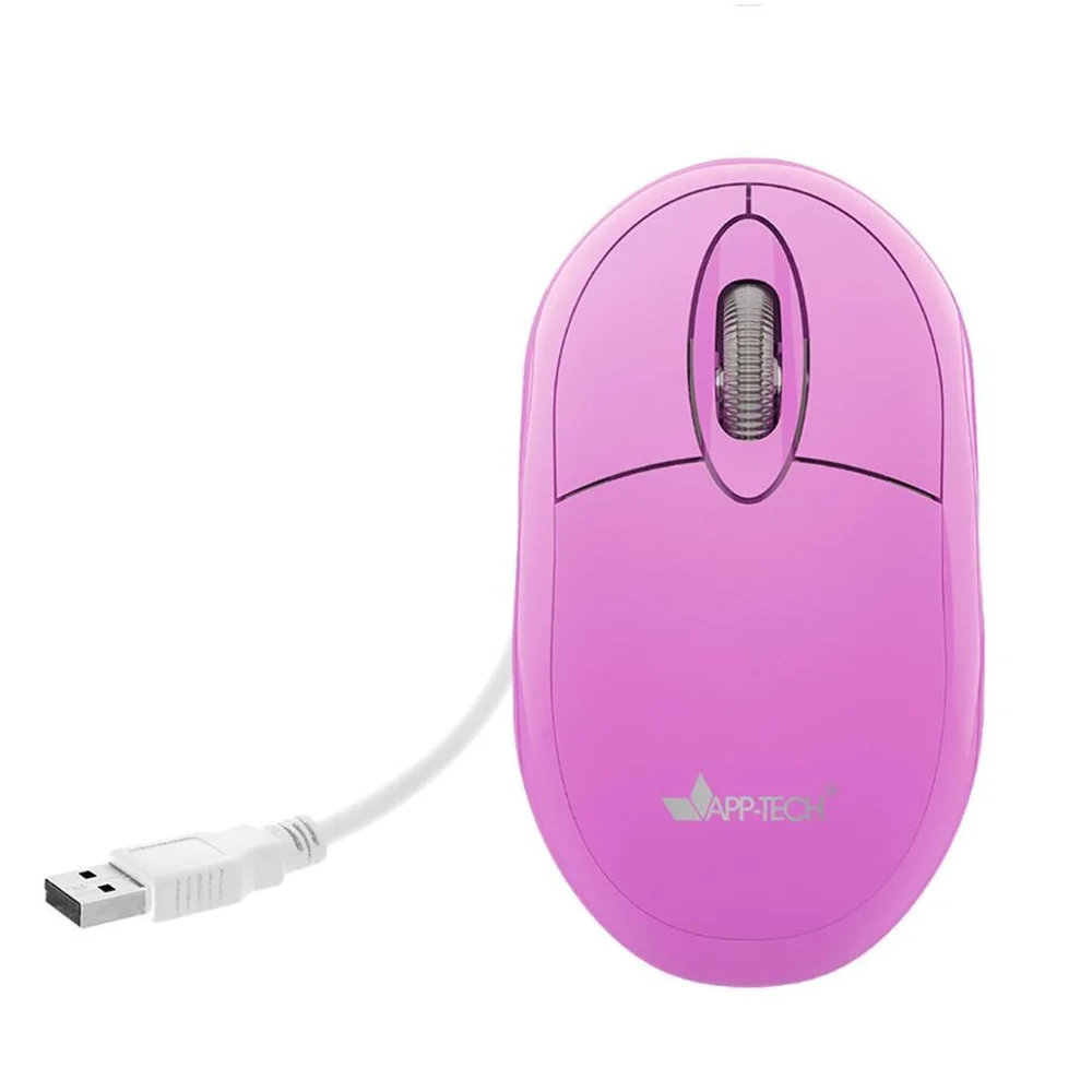 Imagem 3 de 3 do produto Mouse Óptico Usb Rosa 1200dpi Mf104 App-tech - Cx 1 Un