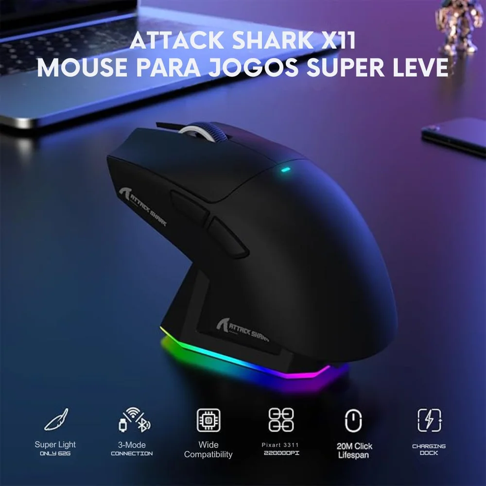 MOUSE COM DOCK??!! X11 Attack Shark Tri Mode
