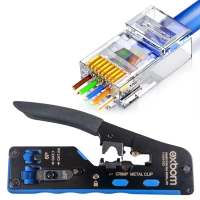 Alicate Crimpagem Cabo Rede + 100 Conector Rj45 Vazado