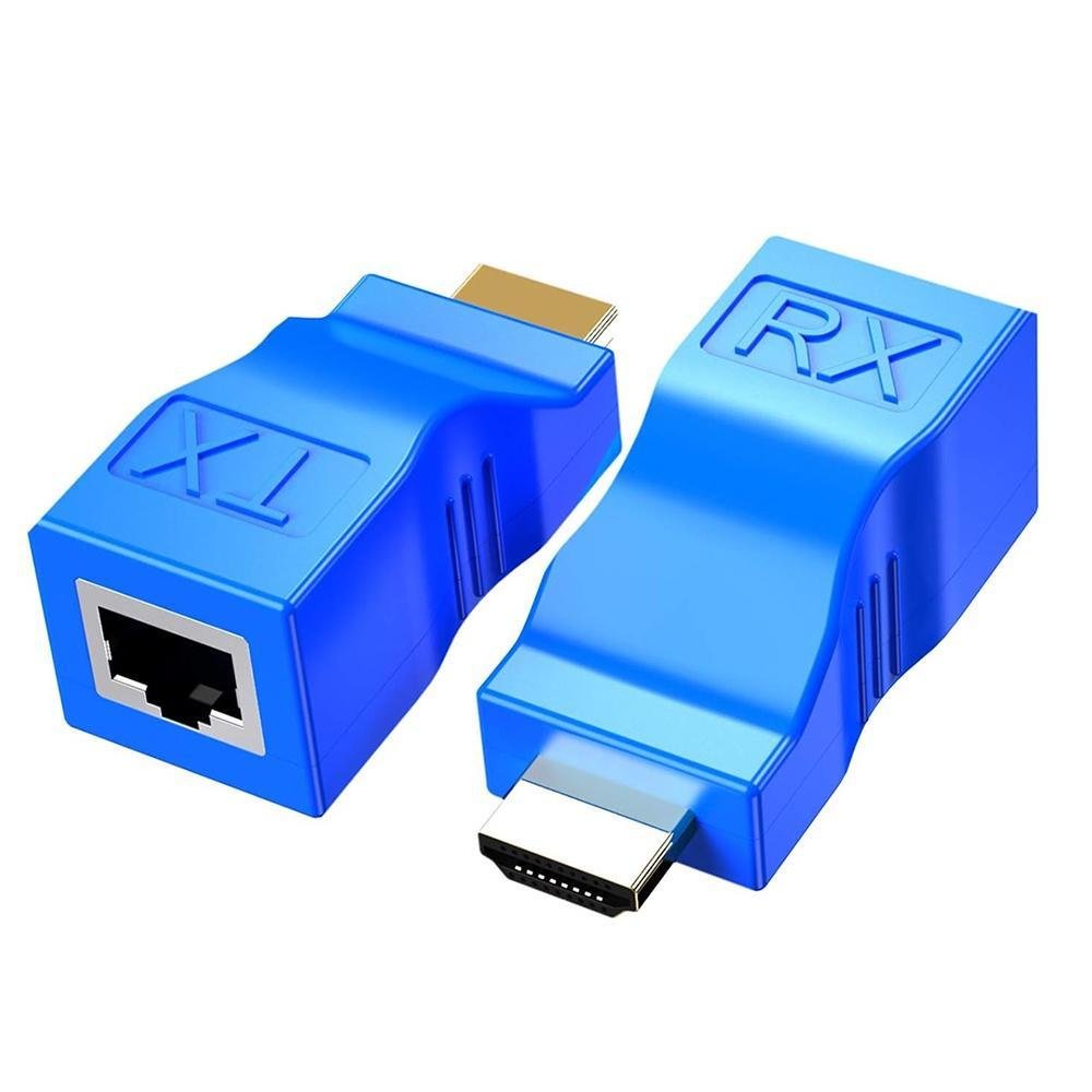 Extensor HDMI Por Cabo De Rede Cat5e/6 Resolução 1080p E 4k Até 30m Compatível Com Games E Tv Cor:azul